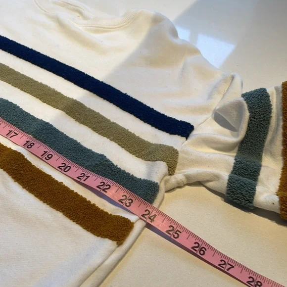 Lou & Grey Fuzzy Striped Terry Sweatshirt, White Size L - Picture 11 of 11